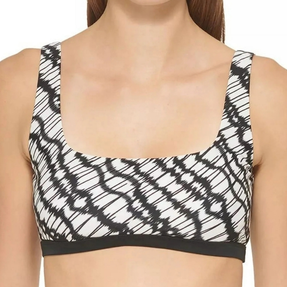 NWT DKNY Printed Square Neck Bikini Top Swimsuit/Sports Bra Large
